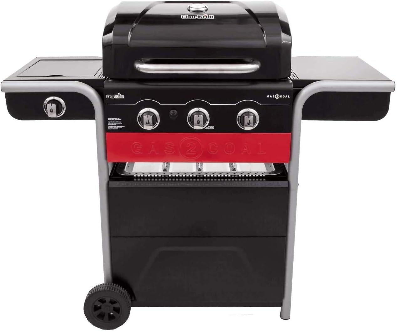 Char-Broil Barbecue à gaz Gas2Coal 330 - Barbecue Hybride, Plateau pour Charbon de Bois Breveté, 3 Brûleurs - Idéal pour la cuisine en plein air, le jardin et la terrasse