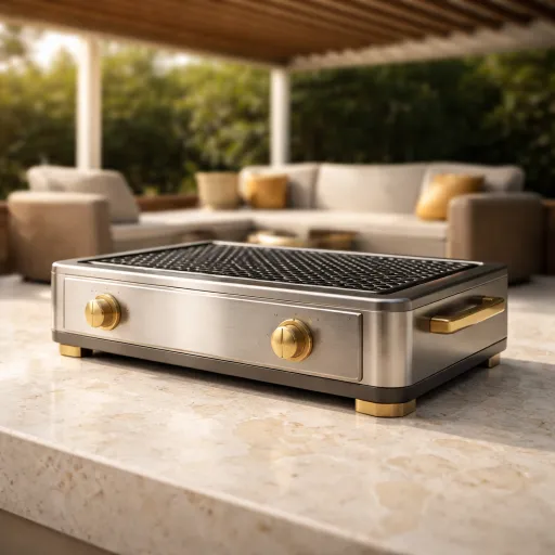 Cuisine outdoor de luxe avec pergola bioclimatique : l’alliance ultime entre barbecue premium et salon de jardin