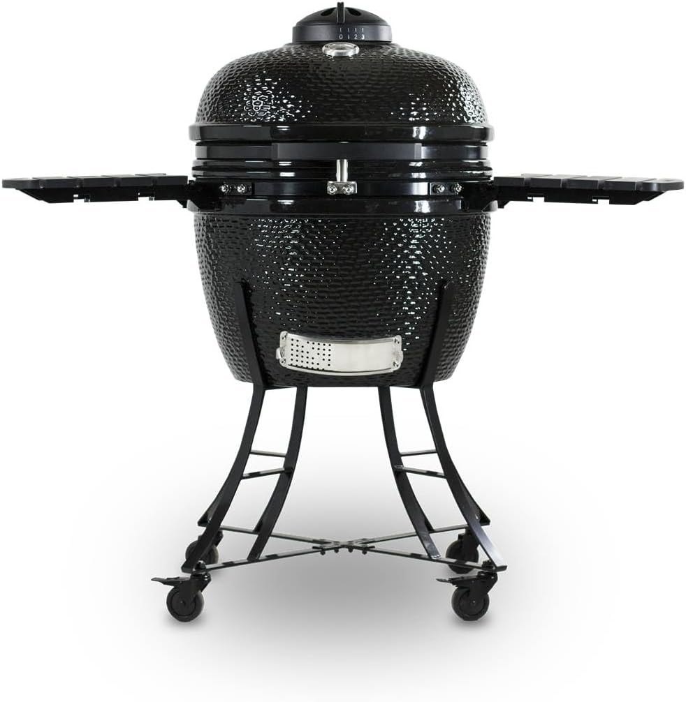 Barbecue à charbon Kamado Noir Céramique Grille Ø 52cm 134 x 77 x 120 cm