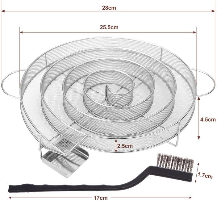 LIHAO Générateur de Fumée Froide pour Fumoir Fumage Viande Poisson avec Brosse Nettoyage Grille Barbecue (diamatre 25cm)