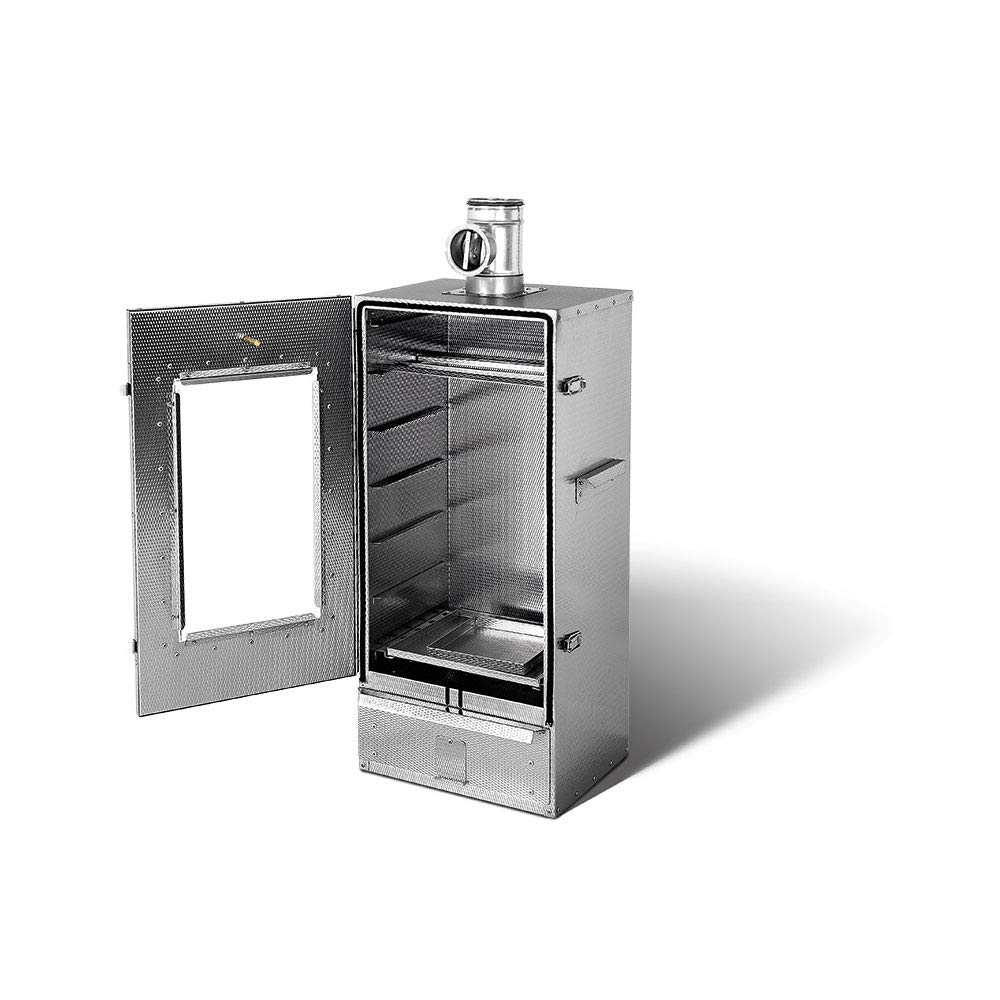 SMOKI Räuchertechnik, Smoki Fumoir isolé avec fenêtre en acier inoxydable Cr gaufré 85 x 39 x 33 cm