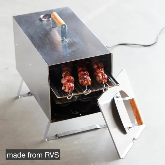 Fumoir électrique Otto en inox pour fumage à chaud, barbecue fumoir, 26x26x47cm carré