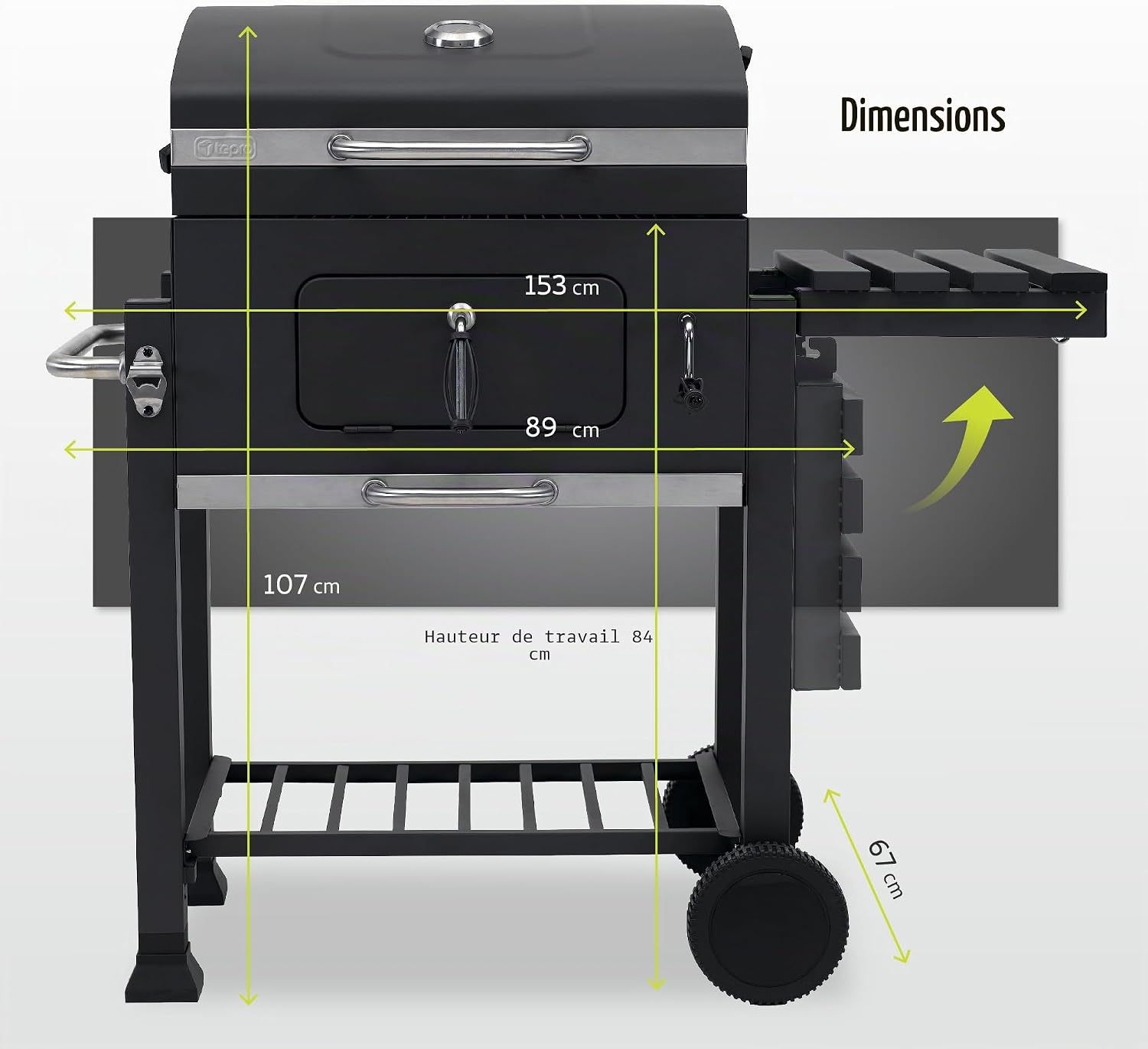 Tepro Toronto Click Barbecue au charbon de bois Anthracite/acier inoxydable