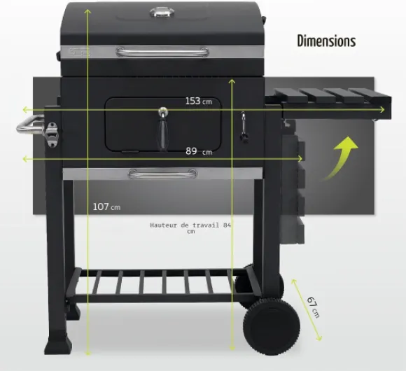 Tepro Toronto Click Barbecue au charbon de bois Anthracite/acier inoxydable