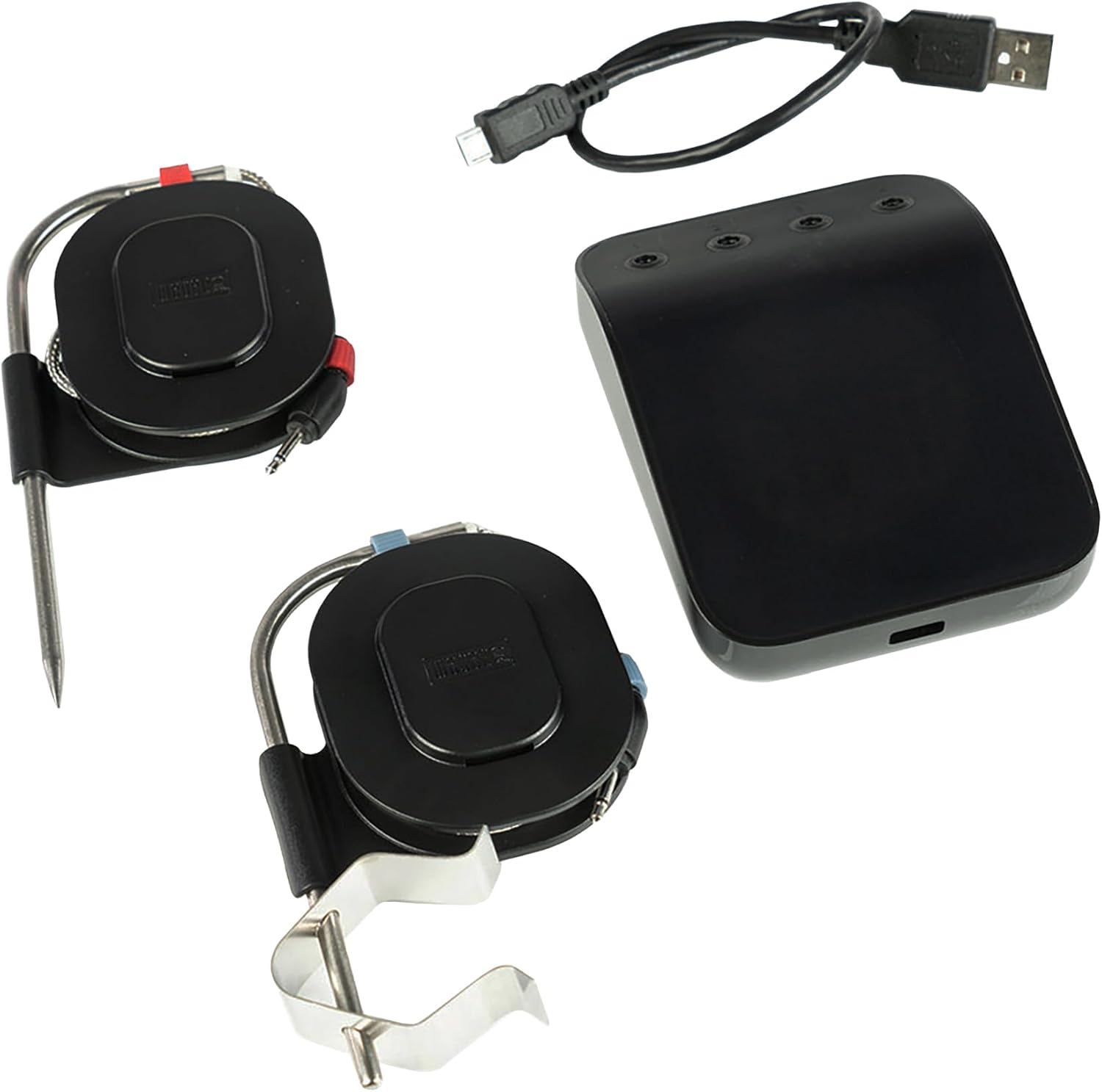 Connect Smart Grilling Hub/Compatible avec Tous Les barbecues Via l'application Connect, Wi-FI & Bluetooth, écran LED, Batterie Rechargeable, 4 sondes Unique