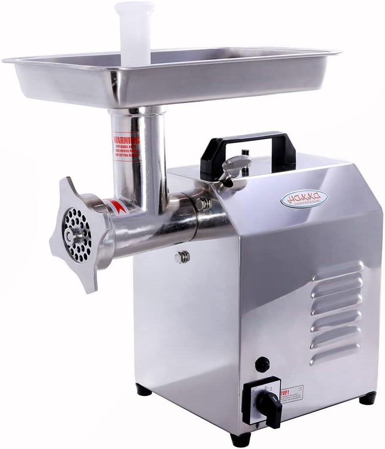 Hakka Hachoir à Viande Professionnel, Hachoir à Viande n°12, 735W, 150kg/h, Robuste, électrique, Pour Saucisses, en Acier Inoxydable, pour Usage Industriel, Restaurant, Hôtel, Maison 150 kg/h