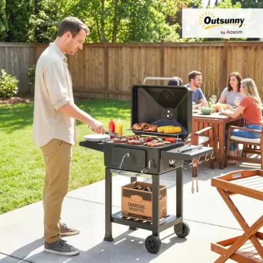 Test Outsunny Barbecue Charbon XXL 112 cm : un grand grill pas cher qui a quelques limites