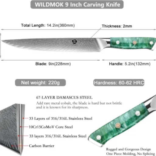 Test WILDMOK Damas 23 cm : un gros couteau à viande qui tranche sérieusement
