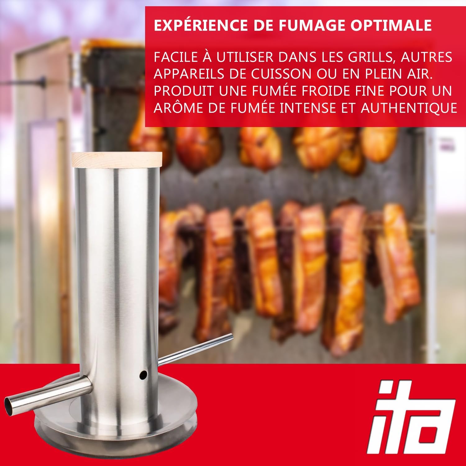 ITA Générateur de Fumée Froide en Acier Inoxydable - Dispositif pour Fumer dans les Fumoirs et les Barbecues - Générateur de Fumée pour le Fumage à Froid de Poisson, Viande, Fromage