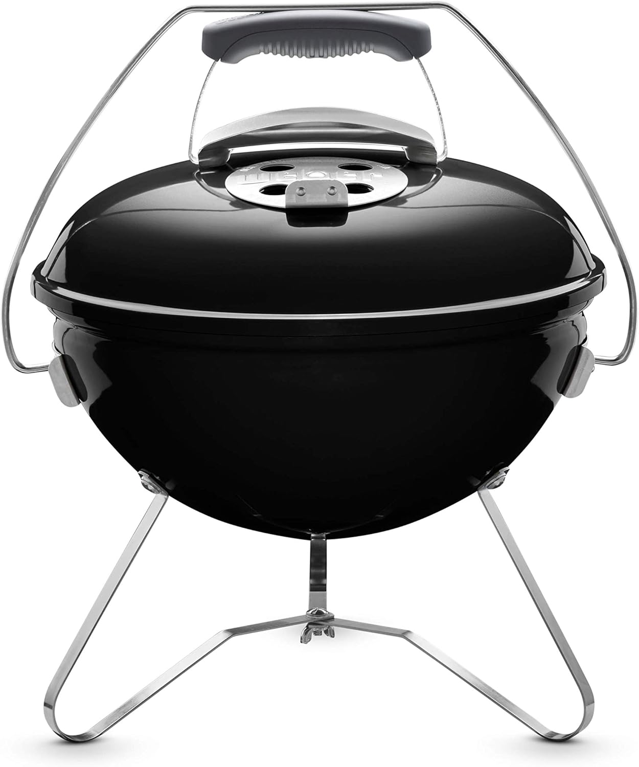 Barbecue à charbon Smokey Joe Premium/Conception portable, couvercle et cuve émaillés en porcelaine, surface de cuisson de 37 cm, poignée Tuck-N-Carry, noir