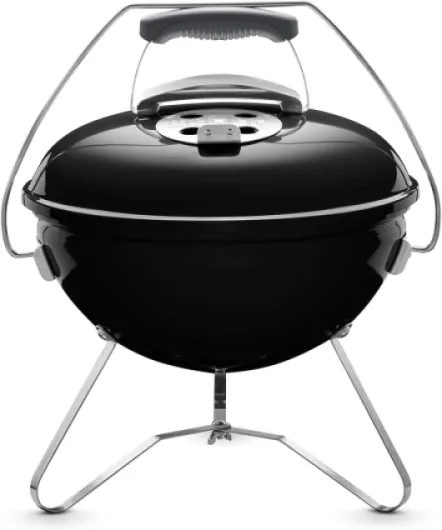 Barbecue à charbon Smokey Joe Premium/Conception portable, couvercle et cuve émaillés en porcelaine, surface de cuisson de 37 cm, poignée Tuck-N-Carry, noir