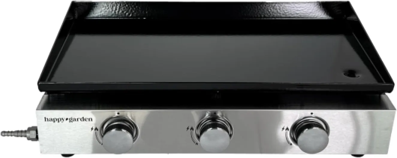Plancha Gaz MÉRIDA - 3 Brûleurs 6 KW Butane/Propane - Plaque en Acier Émaillé de 60 cm x 35 cm, Black Unique