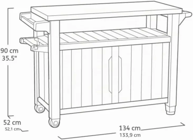 KETER Desserte barbecue gris UNITY XL - 207 litres - 134 x 51.7 x 89.6 cm Graphite Unique
