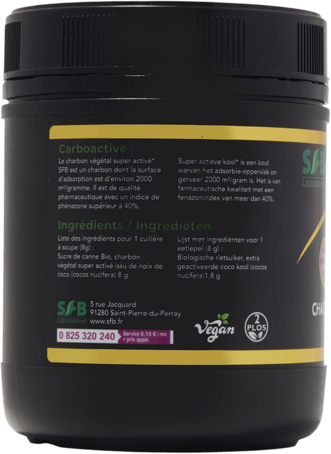 �SFB Laboratoires Carbo 2000 - Charbon Végétal Super Activé en Granulés - 450 g - Adsorption Exceptionnelle - Soulage Inconforts Digestifs et Purifie l'Organisme - Pot Familial Économique