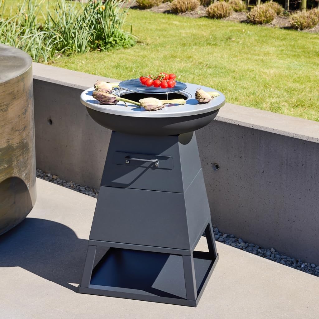 Sweeek - Brasero Barbecue Ø59cm Noir avec Grille de Cuisson et Espace de Rangement - Izalco