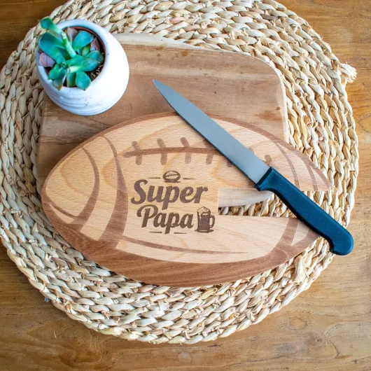 Planche apéro Rugby Papa - Cadeau de Noël pour Papa fan de sport - idée cadeau fête des pères - idée cadeaux rugby homme - planche apéro personnalisée - planches à découper sport Super Papa