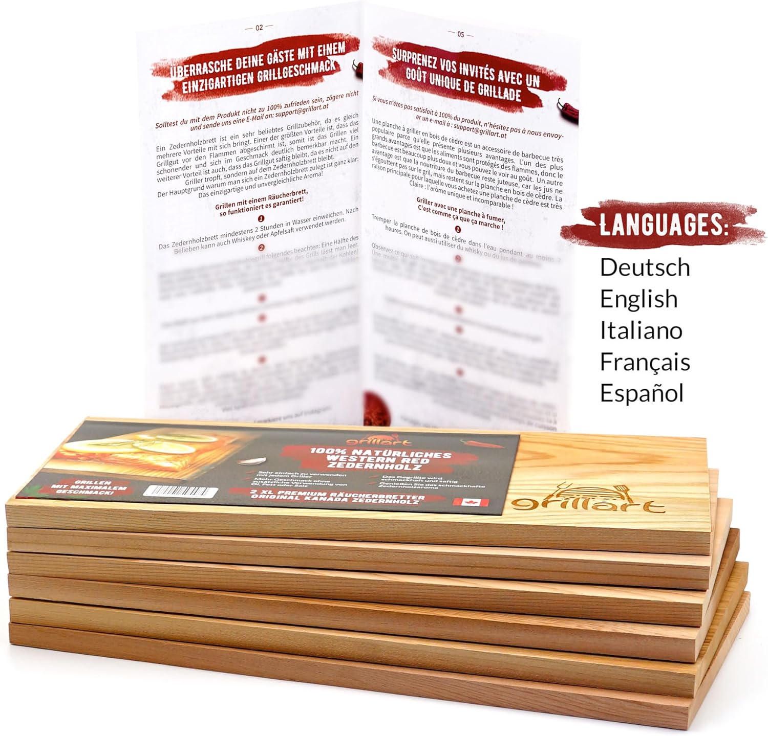 Pack de 6 Planches à Griller XXL - Planches à Griller en Bois de cèdre - Planches à Fumer en Bois de cèdre de cèdre Rouge de l'Ouest du Canada 100% Naturel pour Un goût spécial de grillade