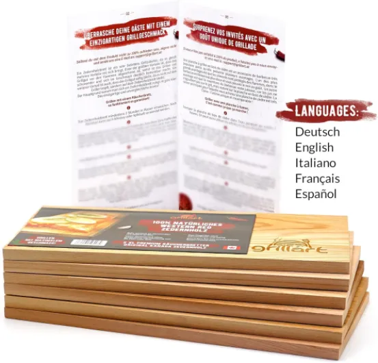 Pack de 6 Planches à Griller XXL - Planches à Griller en Bois de cèdre - Planches à Fumer en Bois de cèdre de cèdre Rouge de l'Ouest du Canada 100% Naturel pour Un goût spécial de grillade