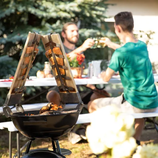 Lot de 2 planches à griller le saumon, planche à fumer pour filet de saumon, planche en bois de cèdre, supports inclinables en acier inoxydable, naturel