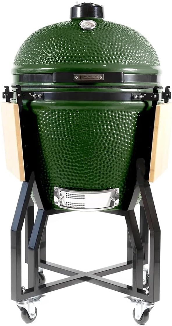 Barbecue à Charbon Kamado Vert Céramique Ø 56cm 22 Pouces - Grill Exterieur 122.1 x 69.6 x 117.4cm