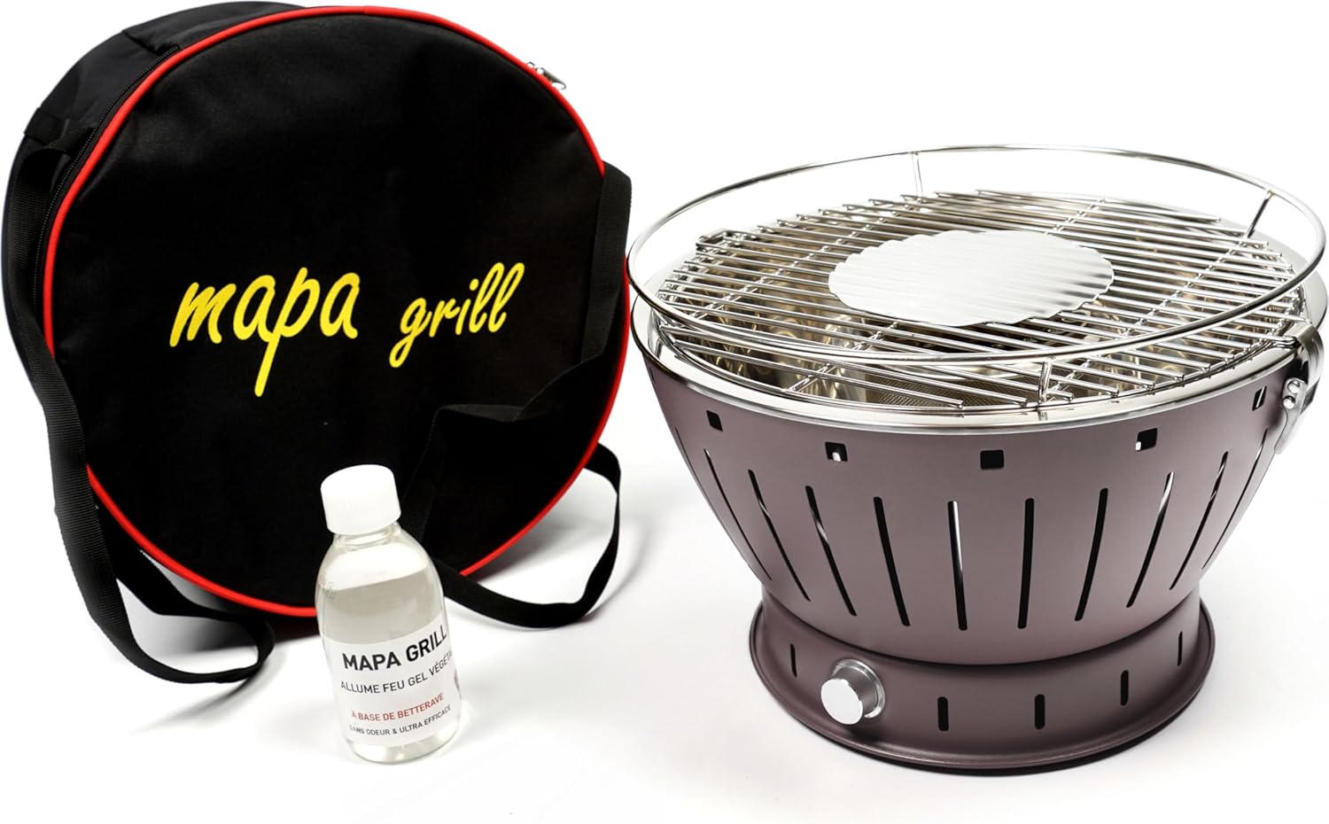 Barbecue portable Mapa Grill - Charbon de bois - Sans fumée - 35cm de diamètre (bronze)