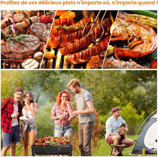 Barbecue Portable Petit Barbecue à Charbon de Table Domestique Pliable Barbecue Grille Inox Barbecue Extérieur Camping Piquenique