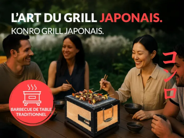 Konro Grill – Barbecue japonais traditionnel au charbon de bois en diatomite naturelle – Idéal pour Yakitori & Yakiniku – Grill de table compact – Fait main au Japon – Moyen (54x23x20cm) Petit