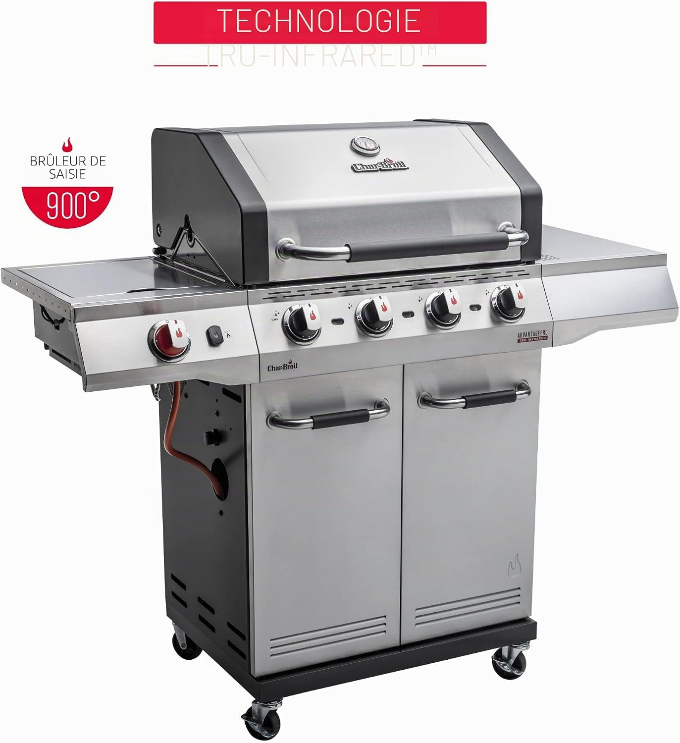 Char-Broil Advantage PRO S 4 - Barbecue à gaz à 4 Brûleurs, avec TRU-Infrared Technology et Brûleur Sear 900 °C Acier Inoxydable Advantage PRO S 4 - 30 mbar 4 Burners