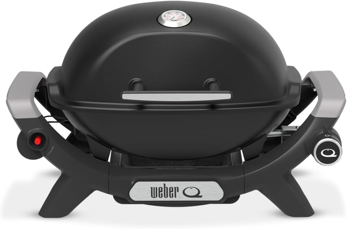 Barbecue à gaz Q 1100N / Barbecue portable léger pour camping, patios et balcons avec brûleur haute efficacité, grilles en fonte émaillée et allumage électronique, noir