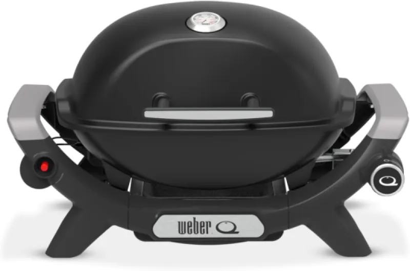 Barbecue à gaz Q 1100N / Barbecue portable léger pour camping, patios et balcons avec brûleur haute efficacité, grilles en fonte émaillée et allumage électronique, noir