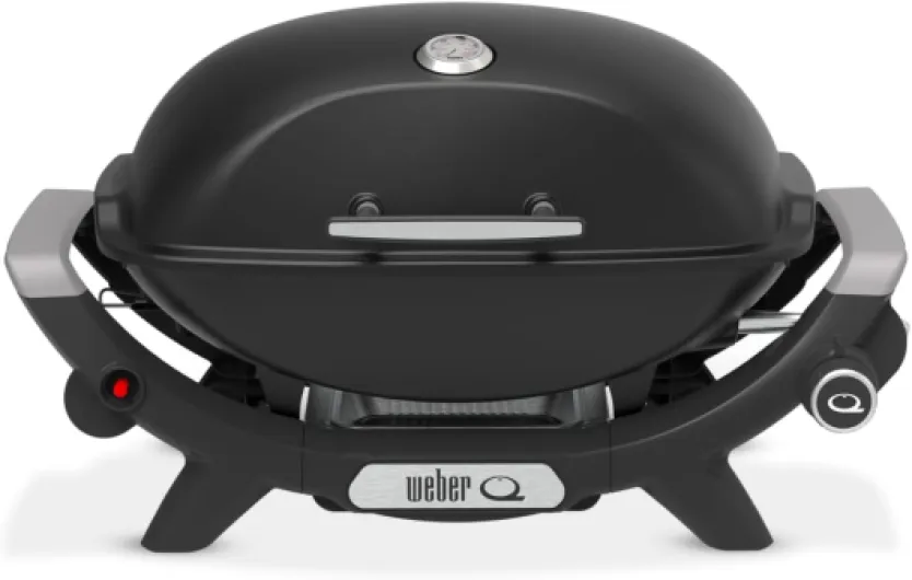 Q2100N Barbecue à gaz, Surface de Cuisson 53 x 39 cm, 1 brûleur, Grille en Fonte émaillée (2 Parties), Couvercle et cuve en Fonte d'aluminium - Noir (1501069)